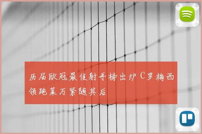 历届欧冠最佳射手榜出炉 C罗梅西领跑莱万紧随其后